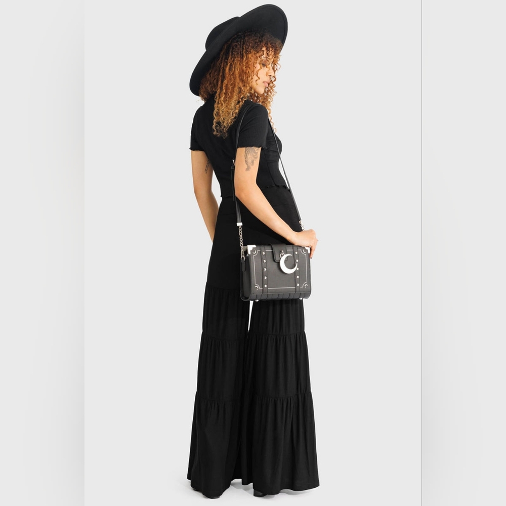 Killstar Goth Maleficum Black Stretchy Flowy Trousers Pants S - Picture 6 of 6